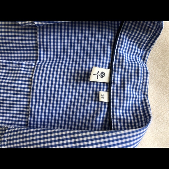 Blouse (tailored) blue and white chequered. Long sleeve blouse worn. - Picture 4 of 5